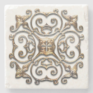  Faux Metal Design Stone Onderzetter