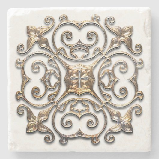  Faux Metal Design Stone Onderzetter (Voorkant)