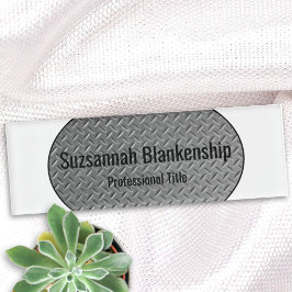 Faux Metal Diamond Bord White Borders Name Tag