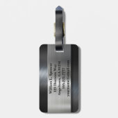 Faux Metal Gold Black Gray Monogram Bagagelabel (Achterkant verticaal)
