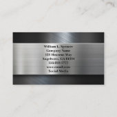 Faux Metal Grey Black Oranje Monogram Visitekaartje (Achterkant)