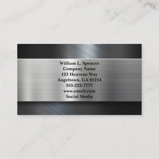 Faux Metal Grey Black Oranje Monogram Visitekaartje (Achterkant)