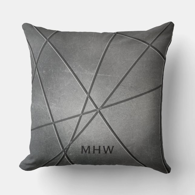 Faux Metal Pattern aangepaste monogram werpen kuss Kussen (Voorkant)