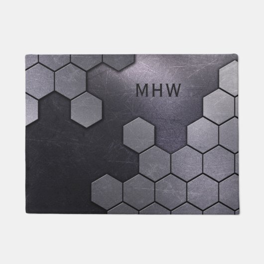 Faux Metal Pattern douane monogram deurmat (Voorkant)