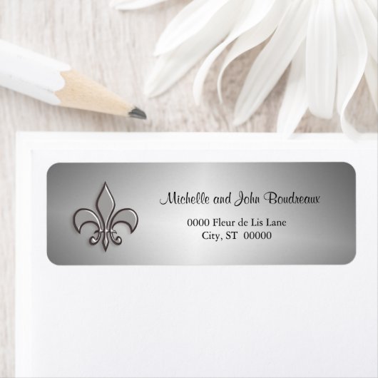 Faux Metal Silver Fleur de Lis Etiket (Insitu)