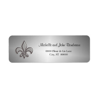 Faux Metal Silver Fleur de Lis Etiket