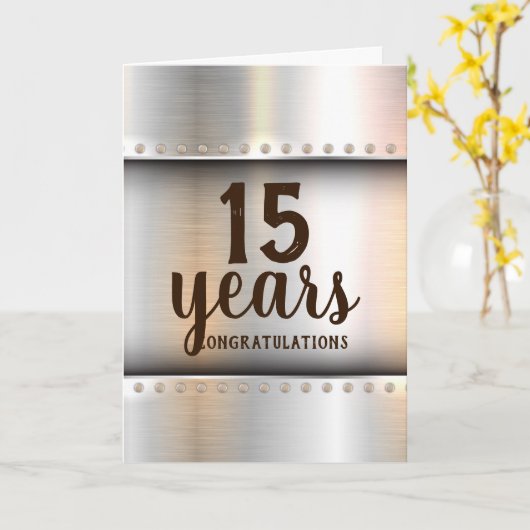 Faux metal stuks mijlpaal werknemer jubileum kaart (Gele Bloem)