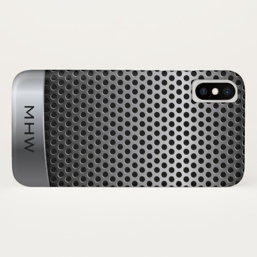 Faux Metal Texture aangepaste monogram telefoongev Case-Mate iPhone Case (Achterkant (horizontaal))
