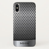 Faux Metal Texture aangepaste monogram telefoongev Case-Mate iPhone Case (Achterkant)