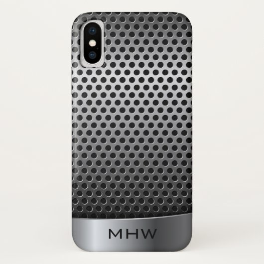 Faux Metal Texture aangepaste monogram telefoongev Case-Mate iPhone Case (Achterkant)