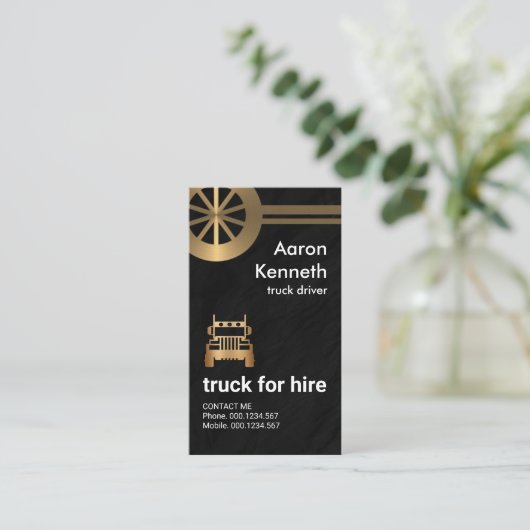 Faux Metal Tire Undertranets Granite Grunge Truck Visitekaartje (Staand voorkant)