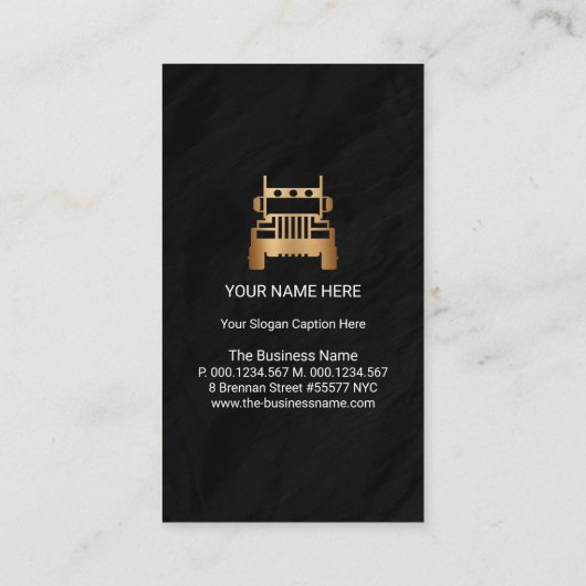 Faux Metal Tire Undertranets Granite Grunge Truck Visitekaartje (Achterkant)