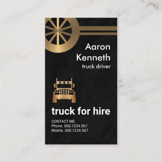 Faux Metal Tire Undertranets Granite Grunge Truck Visitekaartje (Voorkant)