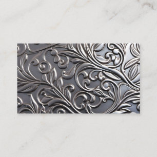 Faux Metal Visitekaartje - Embossed damask unisex