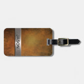 Faux Metal Zilver Rusty Steel Bagagelabel (Voorkant horizontaal)