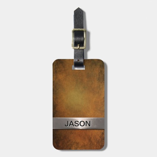Faux Metal Zilver Rusty Steel Bagagelabel (Voorkant verticaal)