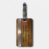 Faux Metal Zilver Rusty Steel Bagagelabel (Achterkant verticaal)