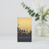 Faux, metalen goudkleurige lederafdruk visitekaartje (Staand voorkant)