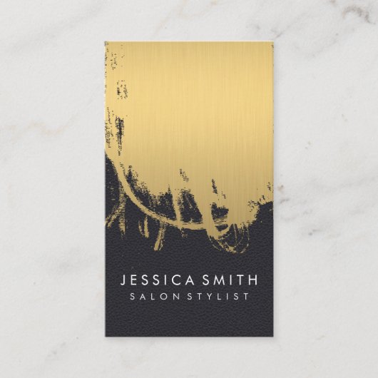 Faux, metalen goudkleurige lederafdruk visitekaartje (Voorkant)