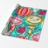 Faux Metallic Bulb Pattern Glossy wrapting paper Cadeaupapier (Uitgerold)