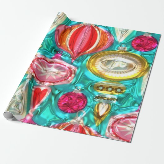 Faux Metallic Bulb Pattern Glossy wrapting paper Cadeaupapier (Uitgerold)