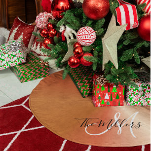 Faux Metallic Copper Gradient Family Monogram Kerstboom Rok