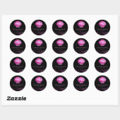 Faux metallic effect neon roze zeeschelp logo ronde sticker (Vel)