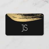 Faux Metallic Gold Brushed Monogram Visitekaartje (Voorkant)