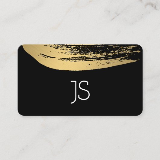 Faux Metallic Gold Brushed Monogram Visitekaartje (Voorkant)