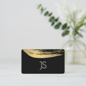 Faux Metallic Gold Brushed Monogram Visitekaartje (Staand voorkant)