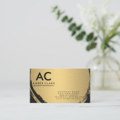 Faux Metallic Gold Brushed Monogram Visitekaartje (Staand voorkant)