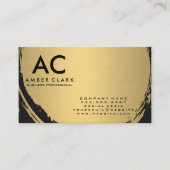 Faux Metallic Gold Brushed Monogram Visitekaartje (Voorkant)