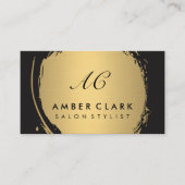 Faux Metallic Gold geborsteld Klassiek monogram Visitekaartje (Voorkant)