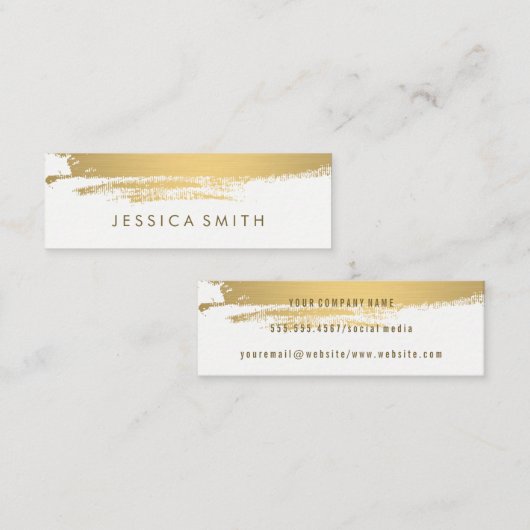 Faux Metallic Gold geborsteld Mini Visitekaartje (Voorkant / Achterkant)