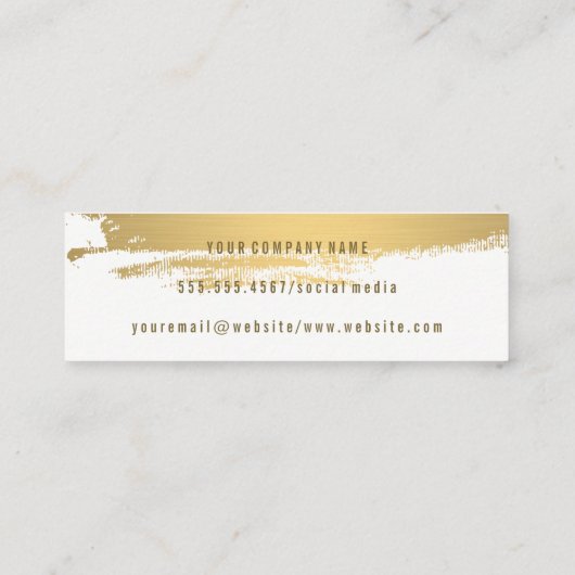 Faux Metallic Gold geborsteld Mini Visitekaartje (Achterkant)
