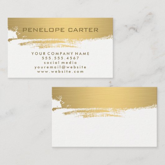 Faux Metallic Gold geborsteld Visitekaartje (Voorkant / Achterkant)