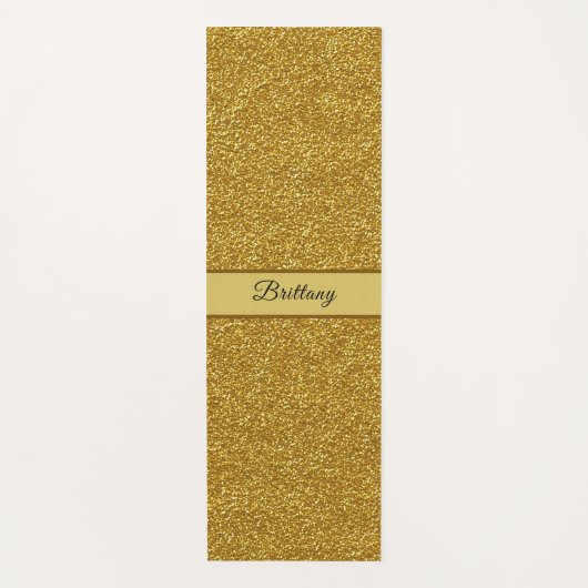 Faux Metallic Gold Glitter Artsy Abstract Naam toe Yogamat (Voorkant)