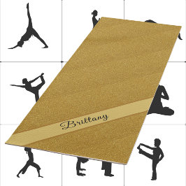 Faux Metallic Gold Glitter Diagonal toevoegen naam Yogamat