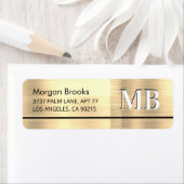 Faux Metallic Gold, naam, adres en groot monogram Etiket (Insitu)