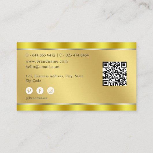 Faux Metallic Gold QR Code Minimalist Visitekaartje (Achterkant)