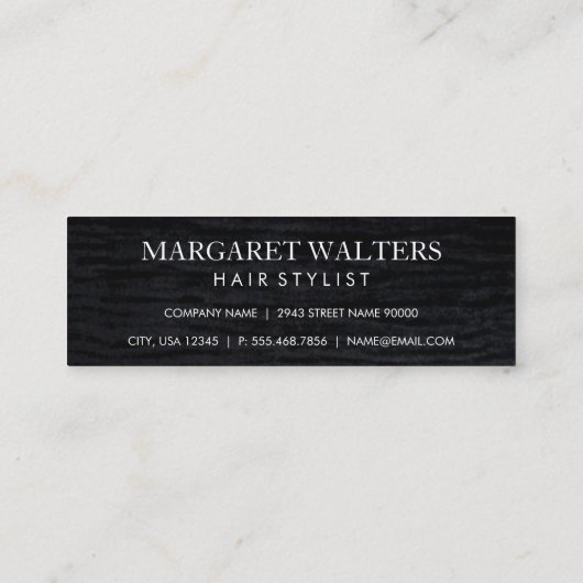 Faux Metallic Gold Velvet Black met monogram Mini Visitekaartje (Achterkant)