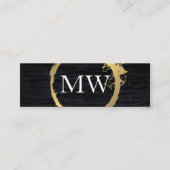 Faux Metallic Gold Velvet Black met monogram Mini Visitekaartje (Voorkant)