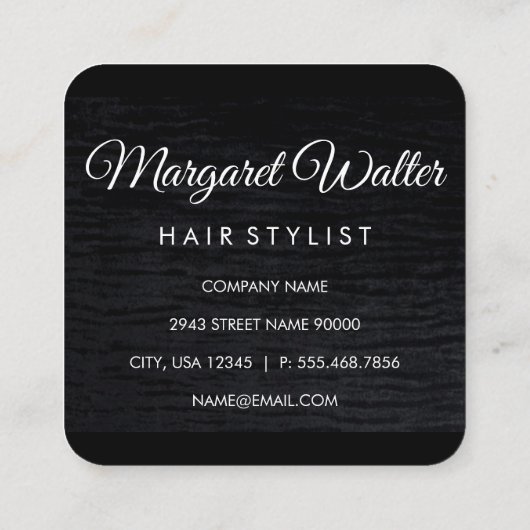 Faux Metallic Gold Velvet Black met monogram Vierkante Visitekaartje (Achterkant)