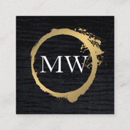 Faux Metallic Gold Velvet Black met monogram Vierkante Visitekaartje