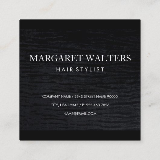 Faux Metallic Gold Velvet Black met monogram Vierkante Visitekaartje (Achterkant)