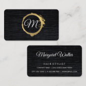 Faux Metallic Gold Velvet Black met monogram Visitekaartje (Voorkant / Achterkant)