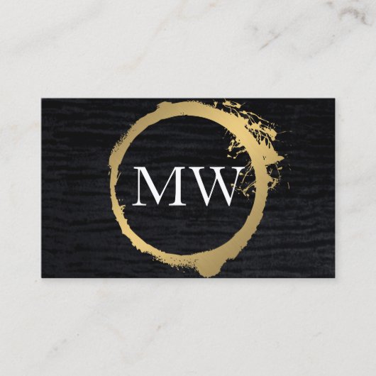 Faux Metallic Gold Velvet Black met monogram Visitekaartje (Voorkant)