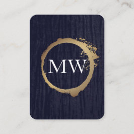 Faux Metallic Gold Velvet Blue met Monogram Visitekaartje
