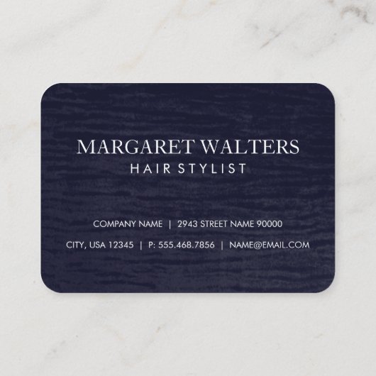 Faux Metallic Gold Velvet Blue met Monogram Visitekaartje (Achterkant)