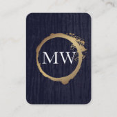 Faux Metallic Gold Velvet Blue met Monogram Visitekaartje (Voorkant)